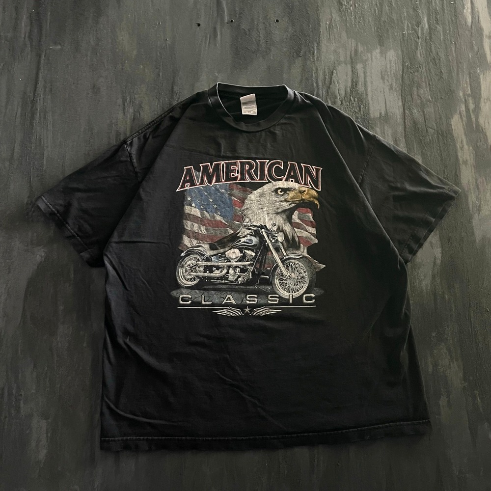 vintage American Classic Eagle Motorcycle Shirt Mens 2XL Black 2000s Alstyle